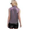 imageLYANER Womens Elegant Satin Wrap V Neck Sleeveless Tank Blouse Tee TopPurple