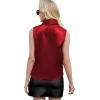imageLYANER Womens Elegant Satin Wrap V Neck Sleeveless Tank Blouse Tee TopRed