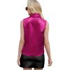 imageLYANER Womens Elegant Satin Wrap V Neck Sleeveless Tank Blouse Tee TopRose
