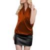imageLYANER Womens Elegant Satin Wrap V Neck Sleeveless Tank Blouse Tee TopRust Brown