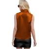 imageLYANER Womens Elegant Satin Wrap V Neck Sleeveless Tank Blouse Tee TopRust Brown