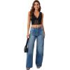 imageLYANER Womens Floral Lace Deep V Neck Sleeveless Slim Fit Sheer Sexy Crop Tank TopBlack