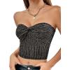 imageLYANER Womens Glitter Twist Knot Rib Knit Strapless Crop Tank Tube Club TopSilver