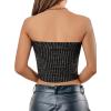 imageLYANER Womens Glitter Twist Knot Rib Knit Strapless Crop Tank Tube Club TopSilver