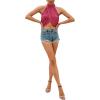 imageLYANER Womens Halter Wrap Sleeveless Draped Backless Sexy Cami Crop TopSolid Rose