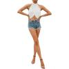 imageLYANER Womens Halter Wrap Sleeveless Draped Backless Sexy Cami Crop TopWhite