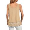 imageLYANER Womens Lace Hem Boat Neck Sleeveless Swing Trim Loose Tank Tops BlouseBeige