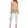 imageLYANER Womens Lace Hem Boat Neck Sleeveless Swing Trim Loose Tank Tops BlouseBeige