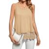 imageLYANER Womens Lace Hem Boat Neck Sleeveless Swing Trim Loose Tank Tops BlouseBeige