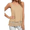 imageLYANER Womens Lace Hem Boat Neck Sleeveless Swing Trim Loose Tank Tops BlouseBeige