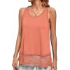 imageLYANER Womens Lace Hem Boat Neck Sleeveless Swing Trim Loose Tank Tops BlouseCoral Red