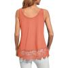 imageLYANER Womens Lace Hem Boat Neck Sleeveless Swing Trim Loose Tank Tops BlouseCoral Red