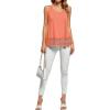 imageLYANER Womens Lace Hem Boat Neck Sleeveless Swing Trim Loose Tank Tops BlouseCoral Red