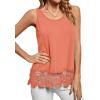 imageLYANER Womens Lace Hem Boat Neck Sleeveless Swing Trim Loose Tank Tops BlouseCoral Red