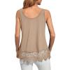 imageLYANER Womens Lace Hem Boat Neck Sleeveless Swing Trim Loose Tank Tops BlouseKhaki