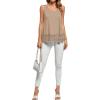 imageLYANER Womens Lace Hem Boat Neck Sleeveless Swing Trim Loose Tank Tops BlouseKhaki