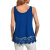 imageLYANER Womens Lace Hem Boat Neck Sleeveless Swing Trim Loose Tank Tops BlouseLake Blue