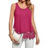 imageLYANER Womens Lace Hem Boat Neck Sleeveless Swing Trim Loose Tank Tops BlouseRose