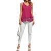 imageLYANER Womens Lace Hem Boat Neck Sleeveless Swing Trim Loose Tank Tops BlouseRose