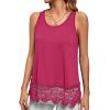 imageLYANER Womens Lace Hem Boat Neck Sleeveless Swing Trim Loose Tank Tops BlouseRose