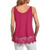 imageLYANER Womens Lace Hem Boat Neck Sleeveless Swing Trim Loose Tank Tops BlouseRose