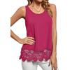 imageLYANER Womens Lace Hem Boat Neck Sleeveless Swing Trim Loose Tank Tops BlouseRose