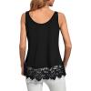 imageLYANER Womens Lace Hem Boat Neck Sleeveless Swing Trim Loose Tank Tops BlouseSolid Black