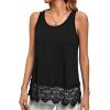 imageLYANER Womens Lace Hem Boat Neck Sleeveless Swing Trim Loose Tank Tops BlouseSolid Black