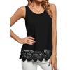 imageLYANER Womens Lace Hem Boat Neck Sleeveless Swing Trim Loose Tank Tops BlouseSolid Black