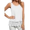 imageLYANER Womens Lace Hem Boat Neck Sleeveless Swing Trim Loose Tank Tops BlouseSolid White