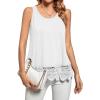 imageLYANER Womens Lace Hem Boat Neck Sleeveless Swing Trim Loose Tank Tops BlouseSolid White