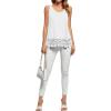 imageLYANER Womens Lace Hem Boat Neck Sleeveless Swing Trim Loose Tank Tops BlouseSolid White