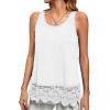 imageLYANER Womens Lace Hem Boat Neck Sleeveless Swing Trim Loose Tank Tops BlouseSolid White