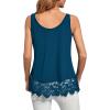 imageLYANER Womens Lace Hem Boat Neck Sleeveless Swing Trim Loose Tank Tops BlouseTeal Blue