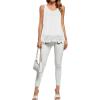 imageLYANER Womens Lace Hem Boat Neck Sleeveless Swing Trim Loose Tank Tops BlouseWhite
