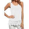 imageLYANER Womens Lace Hem Boat Neck Sleeveless Swing Trim Loose Tank Tops BlouseWhite