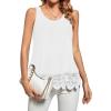imageLYANER Womens Lace Hem Boat Neck Sleeveless Swing Trim Loose Tank Tops BlouseWhite