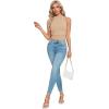 imageLYANER Womens Mock Neck Ribbed Knit Sleeveless Slim Fitted Solid Cami Crop TopBeige
