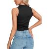 imageLYANER Womens Mock Neck Ribbed Knit Sleeveless Slim Fitted Solid Cami Crop TopBlack