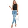 imageLYANER Womens Mock Neck Ribbed Knit Sleeveless Slim Fitted Solid Cami Crop TopBlack