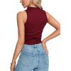 imageLYANER Womens Mock Neck Ribbed Knit Sleeveless Slim Fitted Solid Cami Crop TopBurgundy