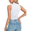 imageLYANER Womens Mock Neck Ribbed Knit Sleeveless Slim Fitted Solid Cami Crop TopWhite