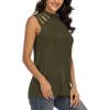 imageLYANER Womens One Shoulder Cut Out TShirt Mock Neck Sleeveless Tank Tops Going Out ShirtArmy Green