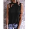 imageLYANER Womens One Shoulder Cut Out TShirt Mock Neck Sleeveless Tank Tops Going Out ShirtBlack