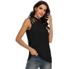 imageLYANER Womens One Shoulder Cut Out TShirt Mock Neck Sleeveless Tank Tops Going Out ShirtBlack