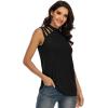 imageLYANER Womens One Shoulder Cut Out TShirt Mock Neck Sleeveless Tank Tops Going Out ShirtBlack