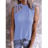 imageLYANER Womens One Shoulder Cut Out TShirt Mock Neck Sleeveless Tank Tops Going Out ShirtBlue