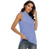 imageLYANER Womens One Shoulder Cut Out TShirt Mock Neck Sleeveless Tank Tops Going Out ShirtBlue
