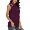imageLYANER Womens One Shoulder Cut Out TShirt Mock Neck Sleeveless Tank Tops Going Out ShirtRose