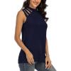 imageLYANER Womens One Shoulder Cut Out TShirt Mock Neck Sleeveless Tank Tops Going Out ShirtRoyal Blue
